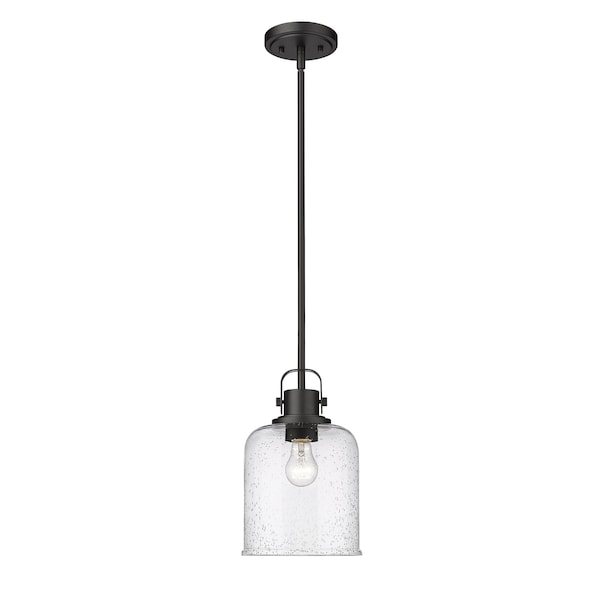 Z-Lite Kinsley 1 Light Pendant, Matte Black And Clear Seeded 340P8-MB - main